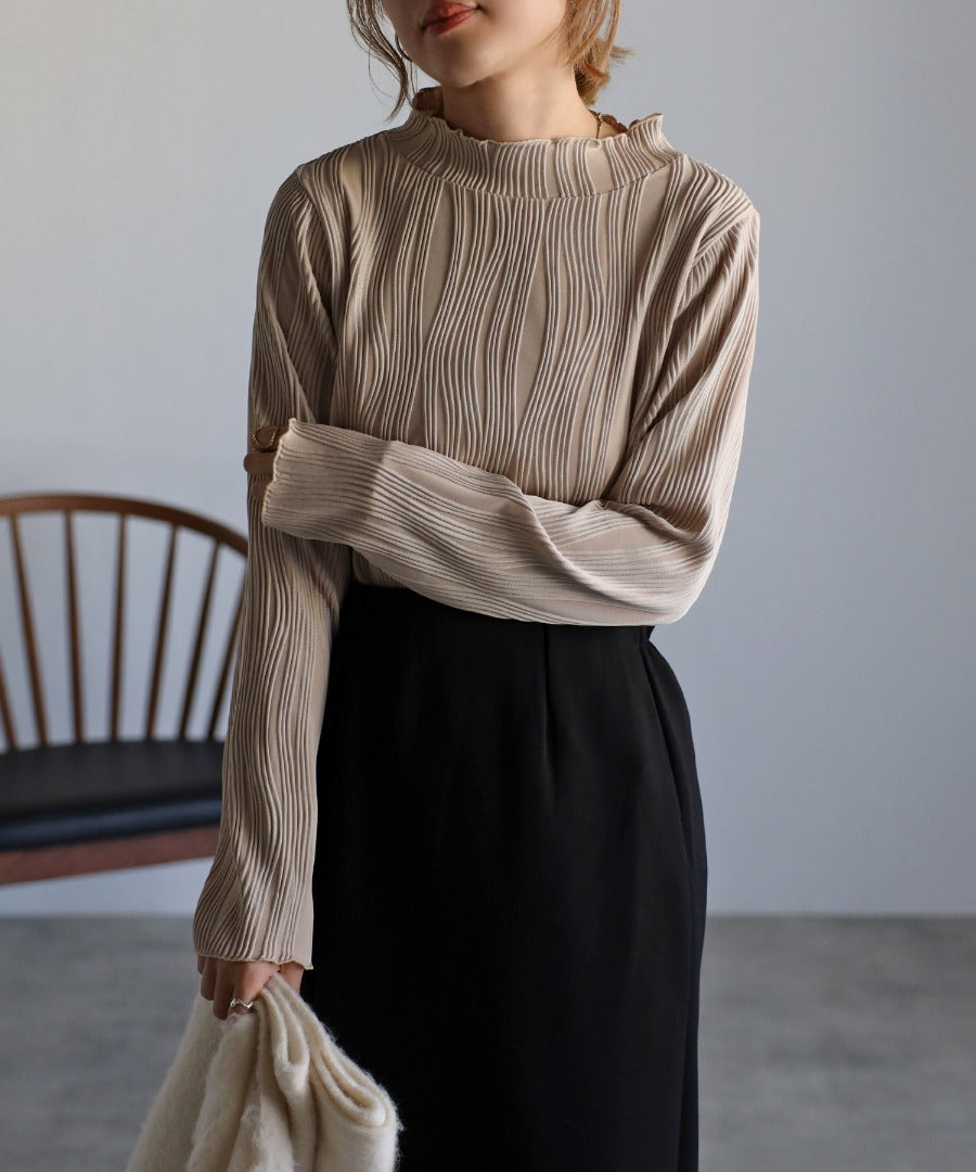 wave pleats mellow tops / beige