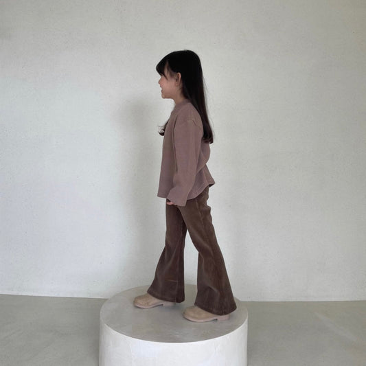 velor boots cut pants / brown