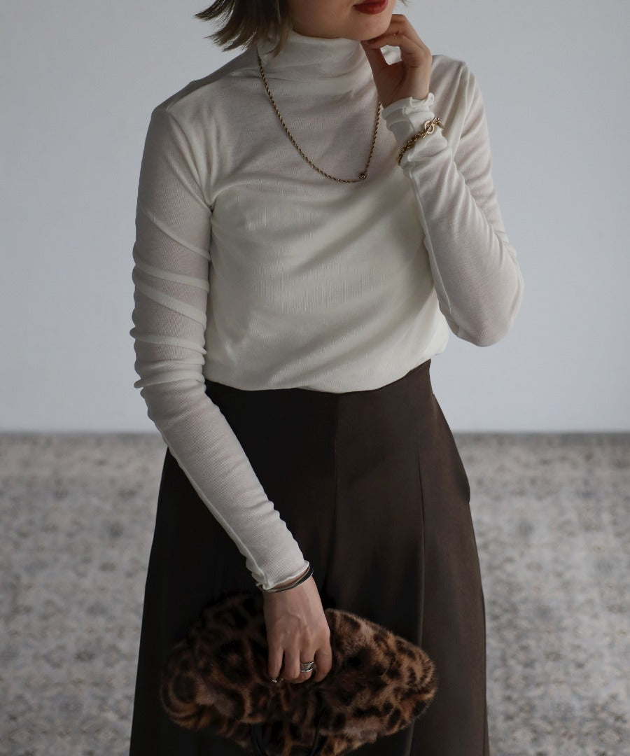 sheer turtle pullover / light gray
