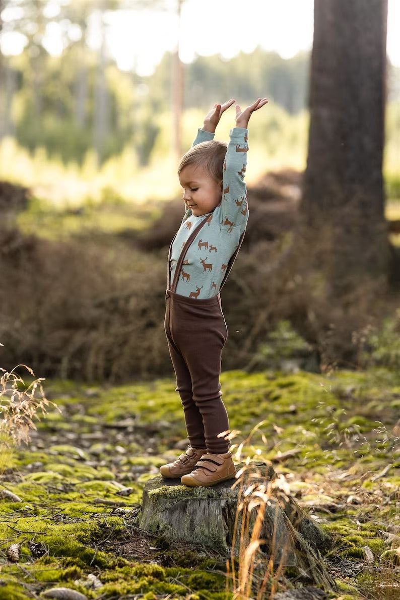 ribbed leggings with braces / dusty brown