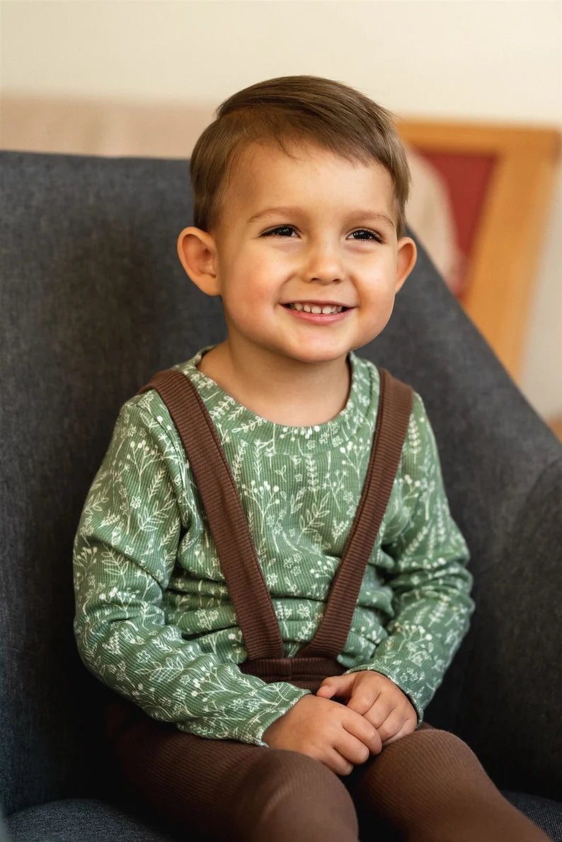 ribbed leggings with braces / dusty brown