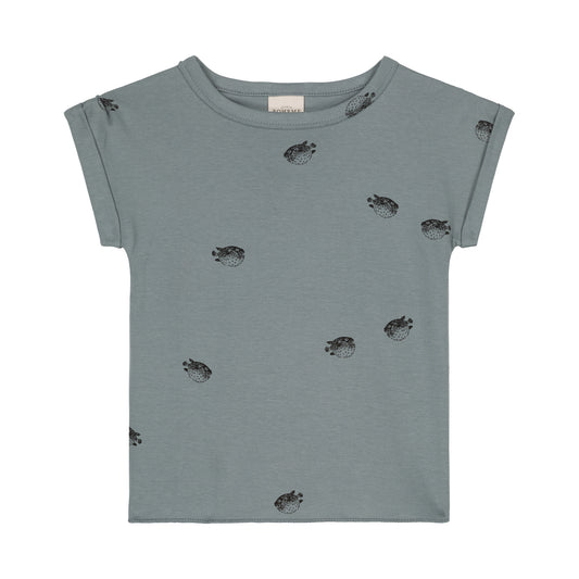 T-SHIRT BAMA / gray blue-puffer fish