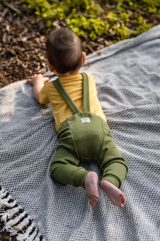 ribbed leggings with braces / olive