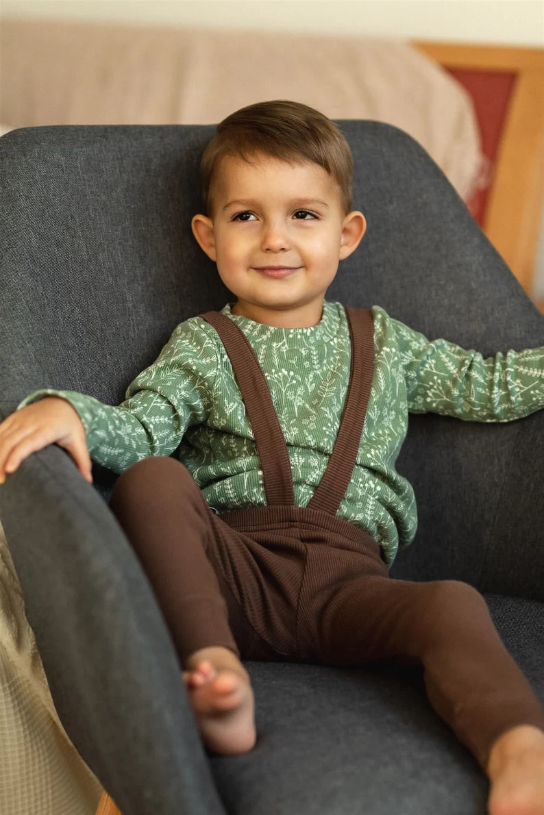 ribbed leggings with braces / dusty brown