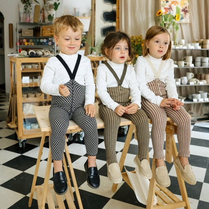 Retro Ribbed Footless Tights - Granola × Cream Striped