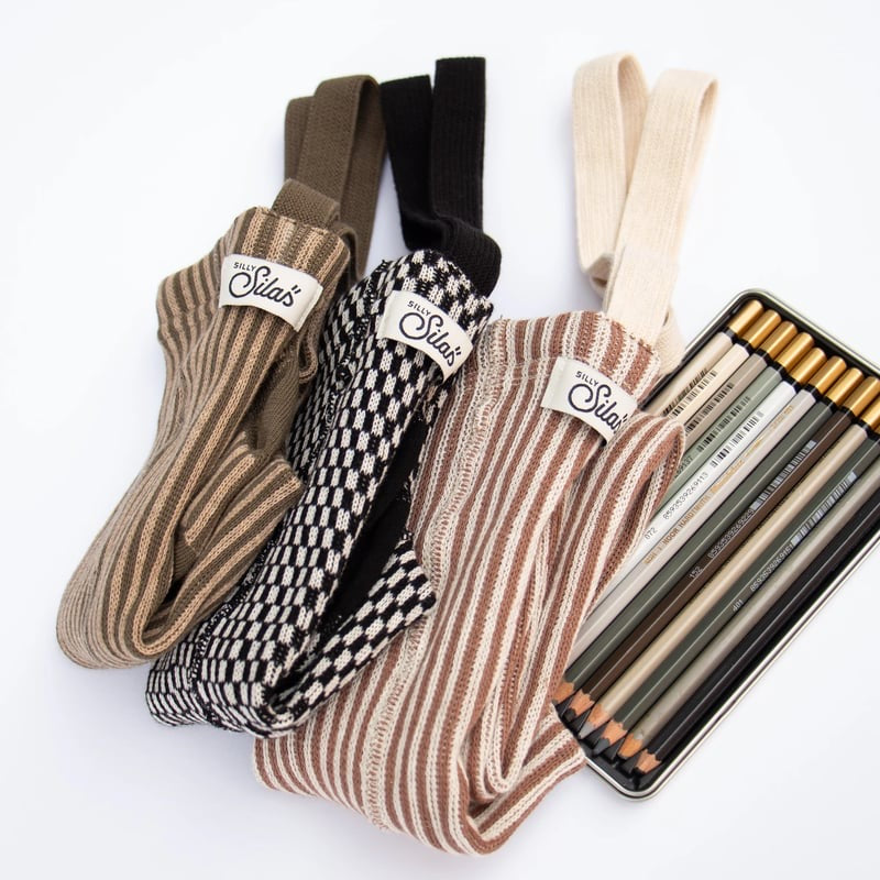 Retro Ribbed Footless Tights - Granola × Cream Striped