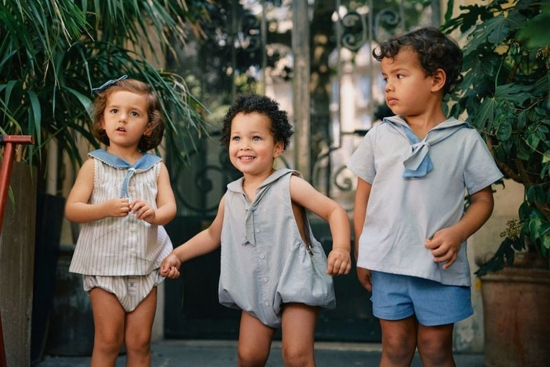 Romper VIGNY - blue fine stripes [Maison Marelle](25SS DROP2)