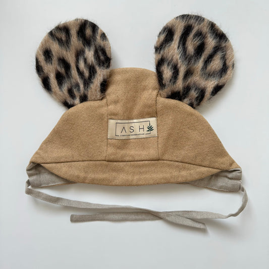 WOOL MOUSE BRIM BONNET - SESAME (LEOPARD EAR)
