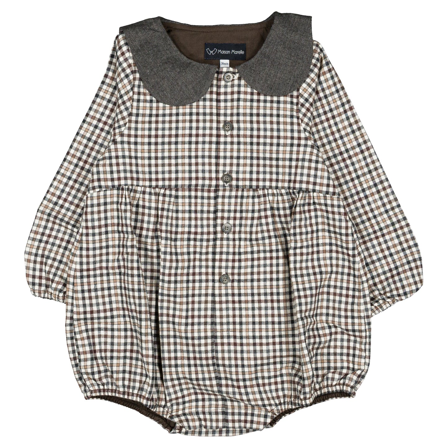 【オーダー会】 Romper BAC - gingham beige&gray [Maison Marelle](25AW Drop1) 【2025年12月中旬以降発送予定】