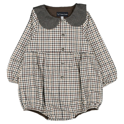 【オーダー会】 Romper BAC - gingham beige&gray [Maison Marelle](25AW Drop1) 【2025年12月中旬以降発送予定】