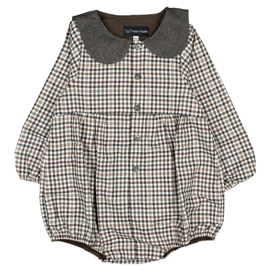 【オーダー会】 Romper BAC - gingham beige&gray [Maison Marelle](25AW Drop1) 【2025年12月中旬以降発送予定】