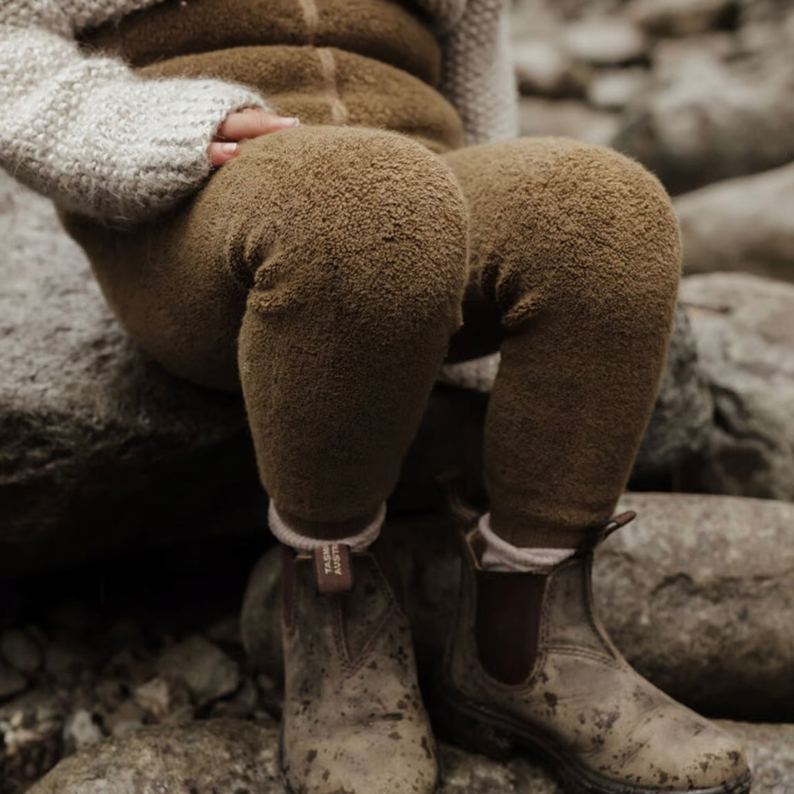 Retro Teddy Footless Tights With Braces - Acorn Brown [SILLY Silas]