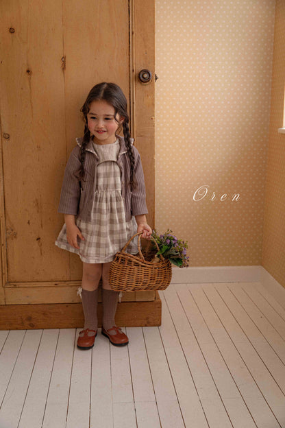 【予約商品】bebe-bonbon check one-piece [Oren] (26SS)【2026年3月中旬以降順次発送】