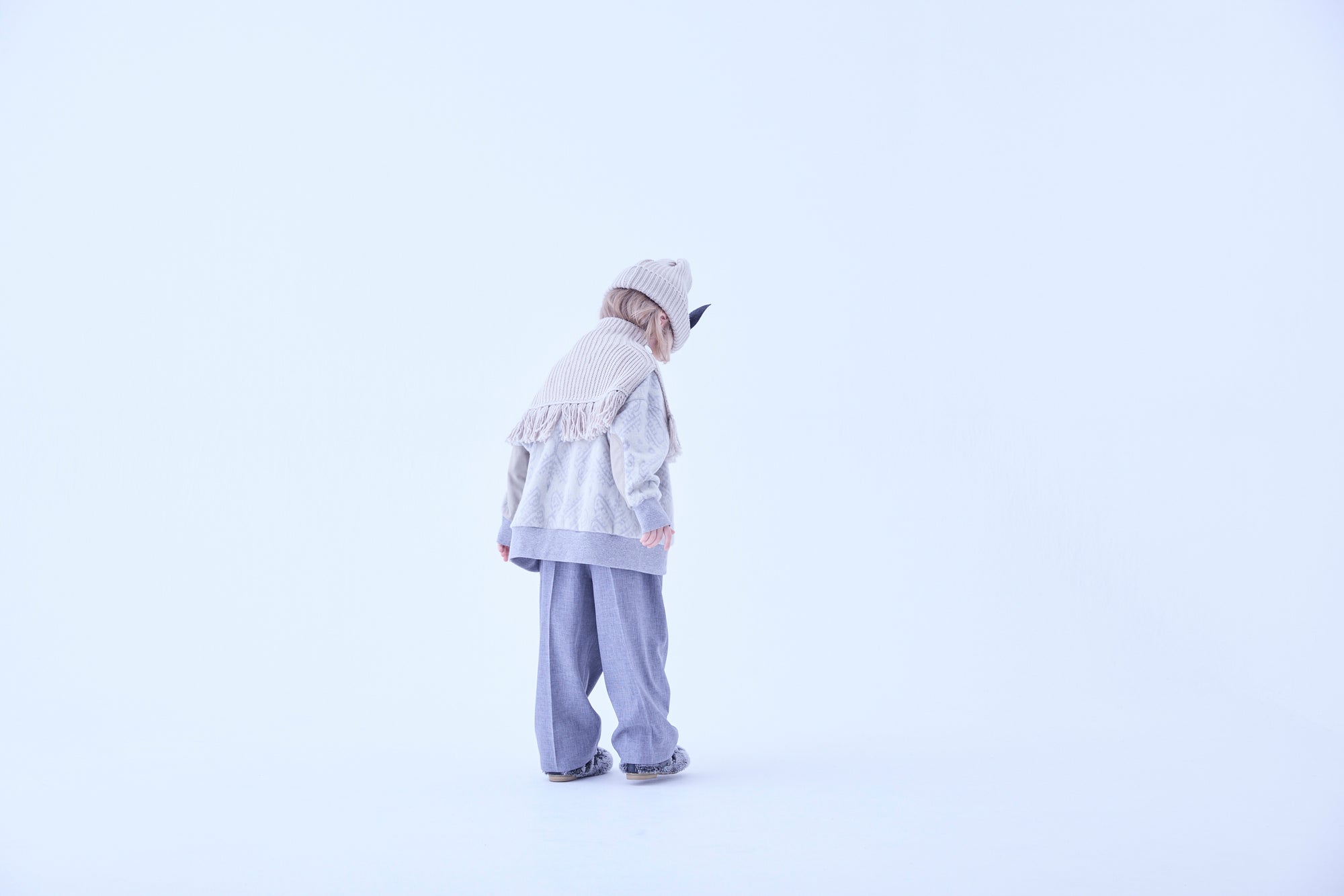 Rib Knit Knights Cape Ⅱ - Ivory [eLfinFolk ] (25AW•Drop2)