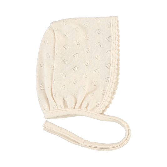 Bebe Heart Bonnet - Natural Heart Pointelle [bebe organic] (25AW)