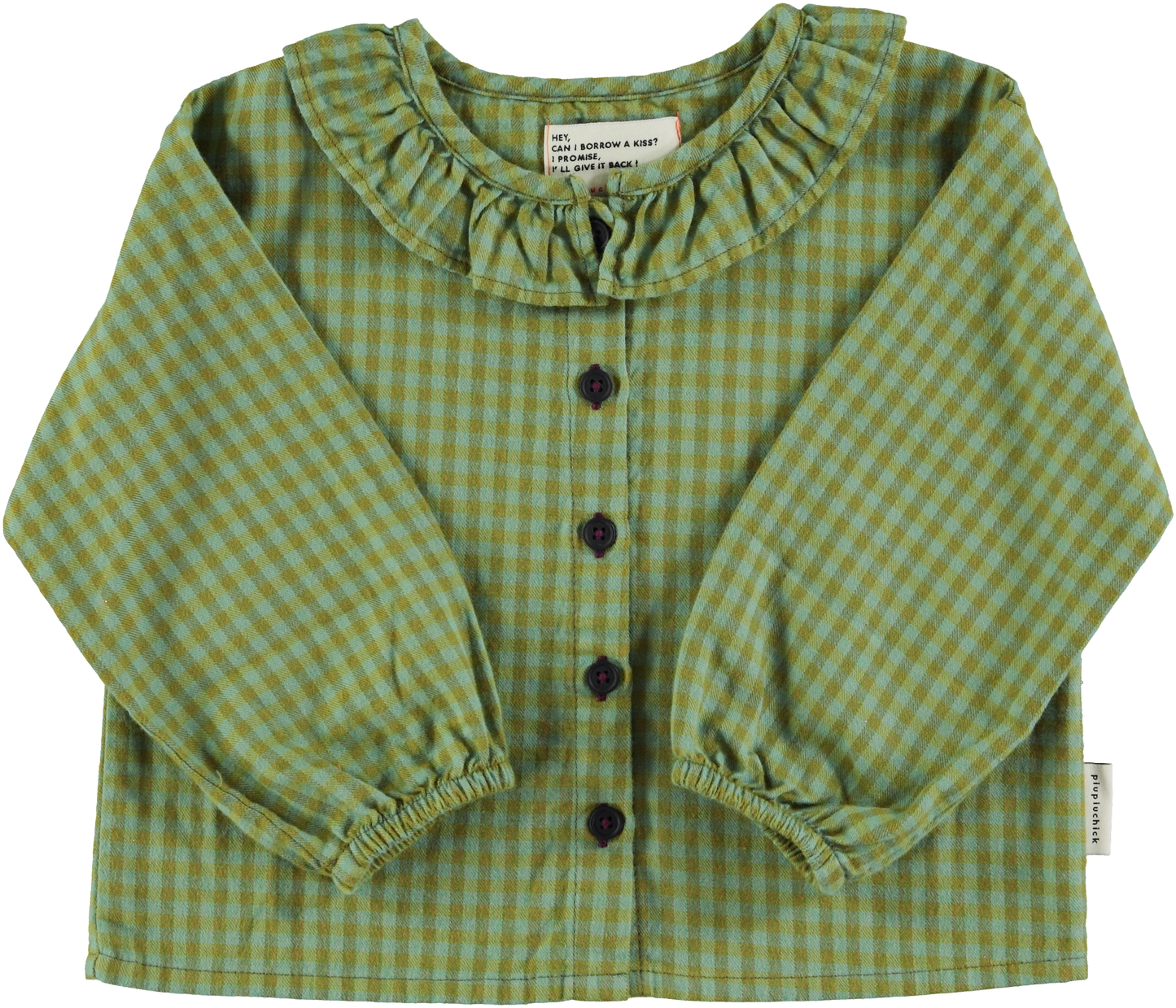 Frill Collar Blouse - Green checkered [piupiuchick] (25AW)