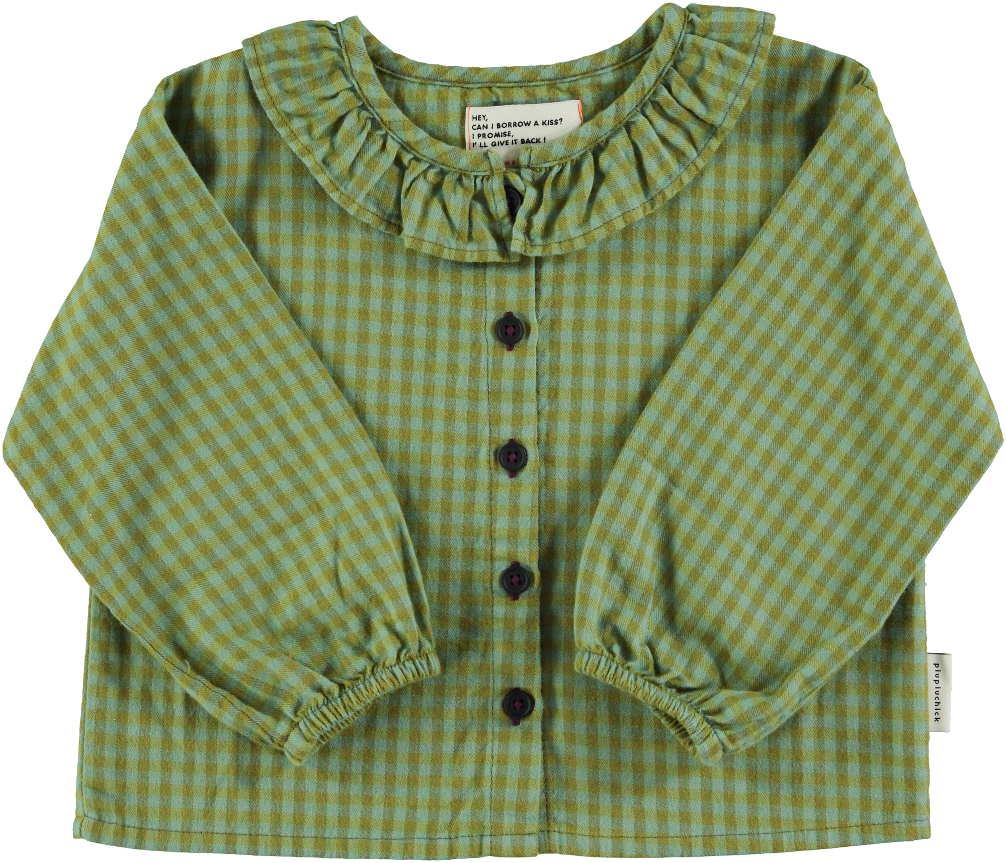 Frill Collar Blouse - Green checkered [piupiuchick] (25AW)