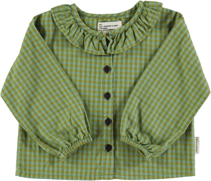 Frill Collar Blouse - Green checkered [piupiuchick] (25AW)