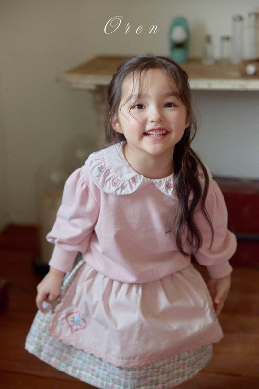 【予約商品】Asha flower embroidery man-to-man [Oren] (26SS)【2026年3月中旬以降順次発送】