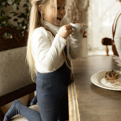 Retro Ribbed Footed Tights - Denim [SILLY Silas]