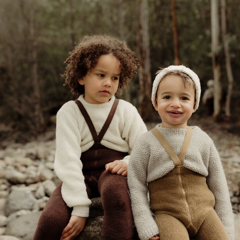 Retro Teddy Footless Tights With Braces - Chocolate Brown [SILLY Silas]