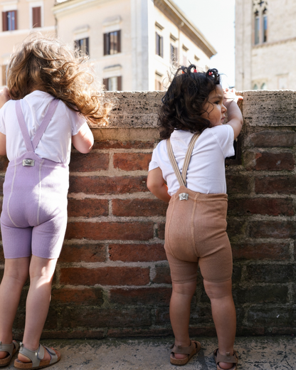 Retro Ribbed Shorty Tights - Light Brown Striped [SILLY Silas]