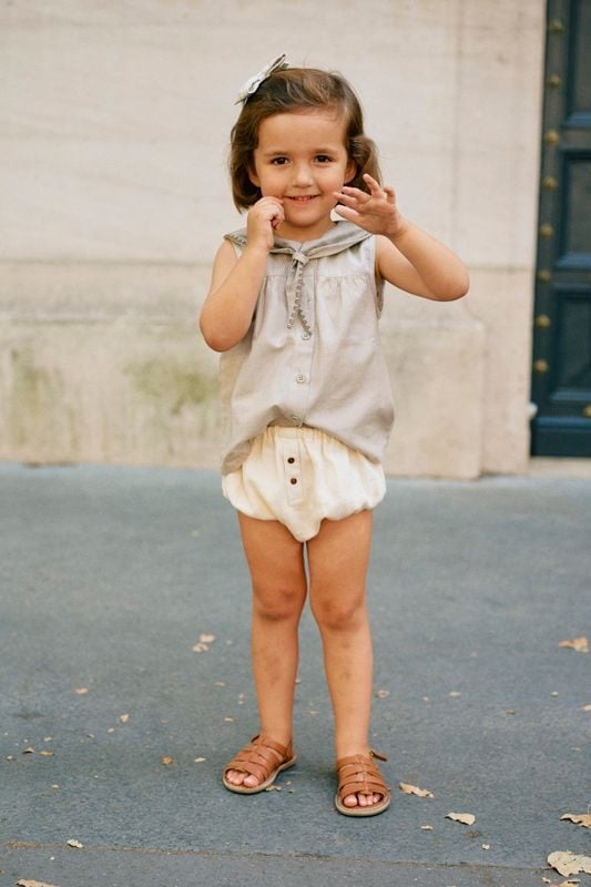 Blouse TRUDAINE- beige fine stripes [Maison Marelle](25SS DROP2)