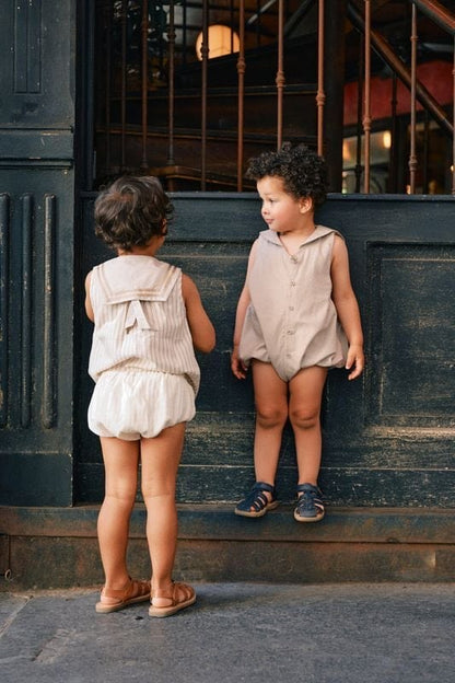 Romper VIGNY - beige fine stripes [Maison Marelle](25SS DROP2)