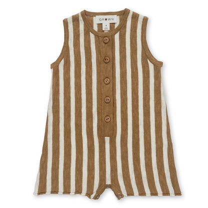 [GROWN] Striped Linen Playsuit / Cedar