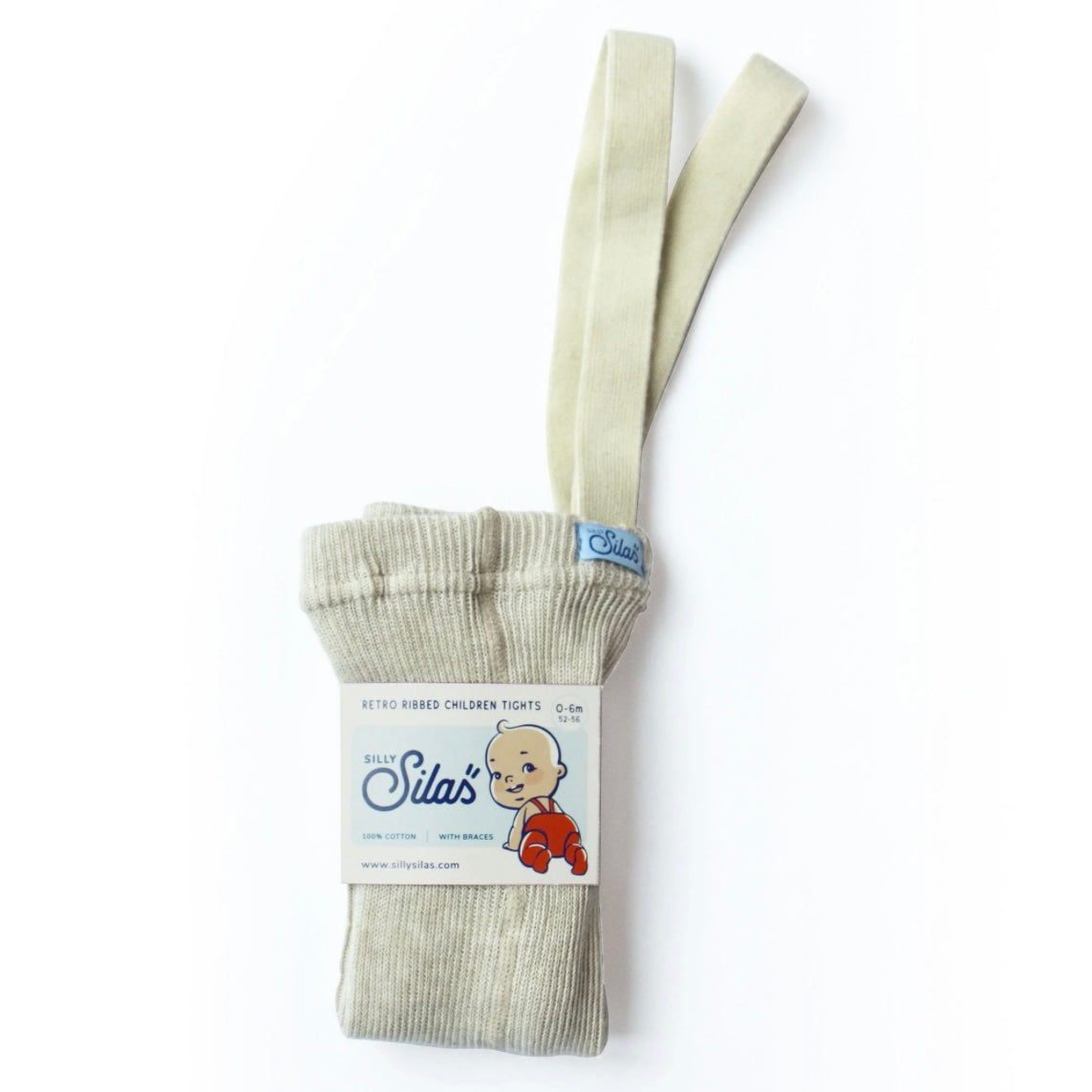 Retro Ribbed Footed Tights - Cream Blend [SILLY Silas]
