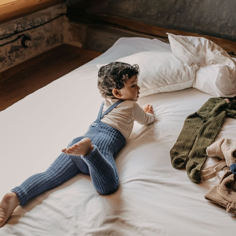 Granny Teddy Footless Tights With Braces - Steel Blue [SILLY Silas]