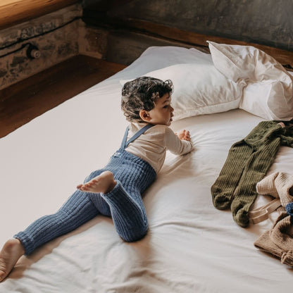 Granny Teddy Footless Tights With Braces - Steel Blue [SILLY Silas]