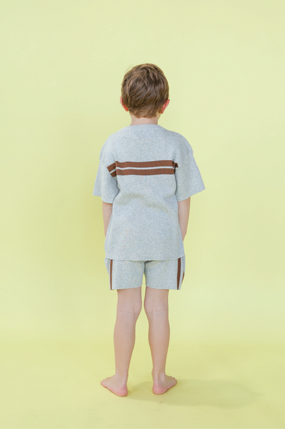 Twin Striped Ribbed Tee - Grey Marle [GROWN] (25SS)