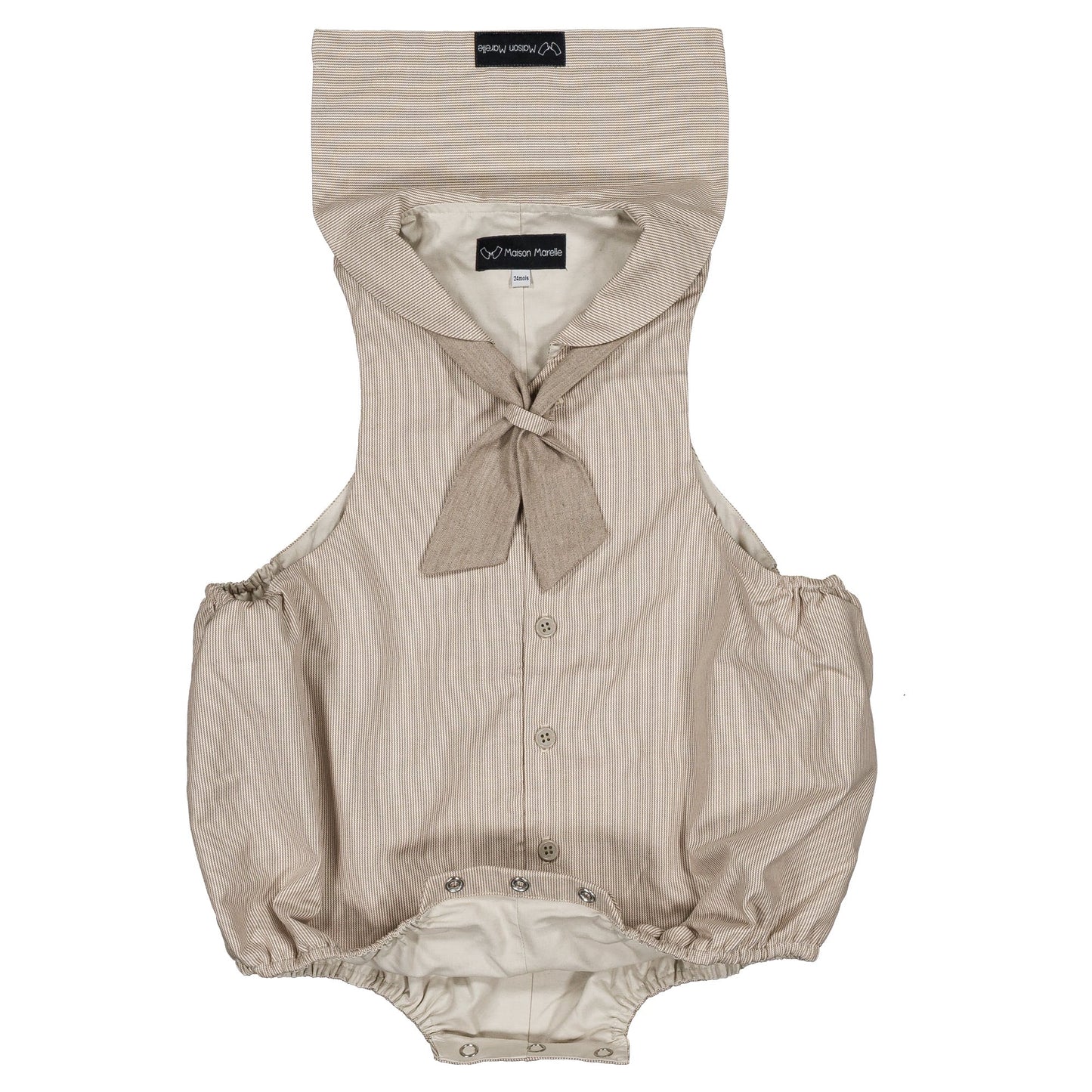 Romper VIGNY - beige fine stripes [Maison Marelle](25SS DROP2)