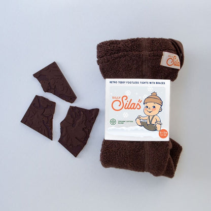 Retro Teddy Footless Tights With Braces - Chocolate Brown [SILLY Silas]