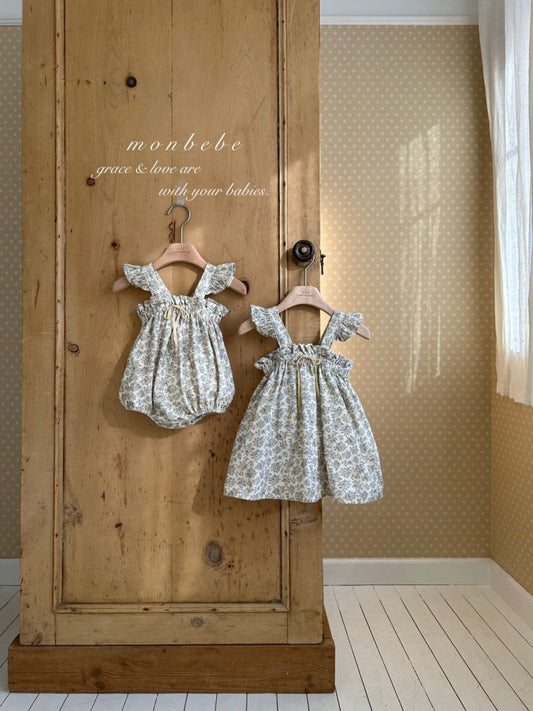 【予約商品】Flower frill one-piece [monbebe] (26SS)【2026年3月中旬以降順次発送】