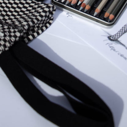 Retro Ribbed Footed Tights - Black × White Checked