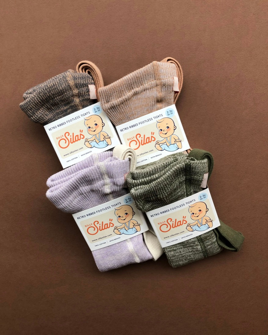 Retro Ribbed Footless Tights  - Charcoaly Brown [SILLY Silas]