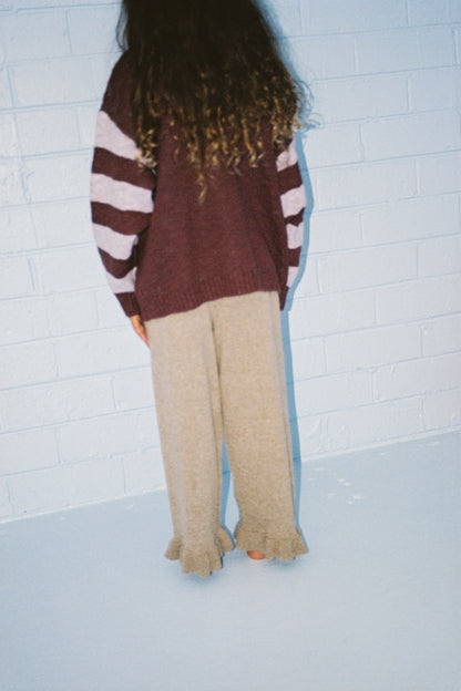 Organic Frill Knit Flares - Oatmilk [GROWN] (26AW) drop2