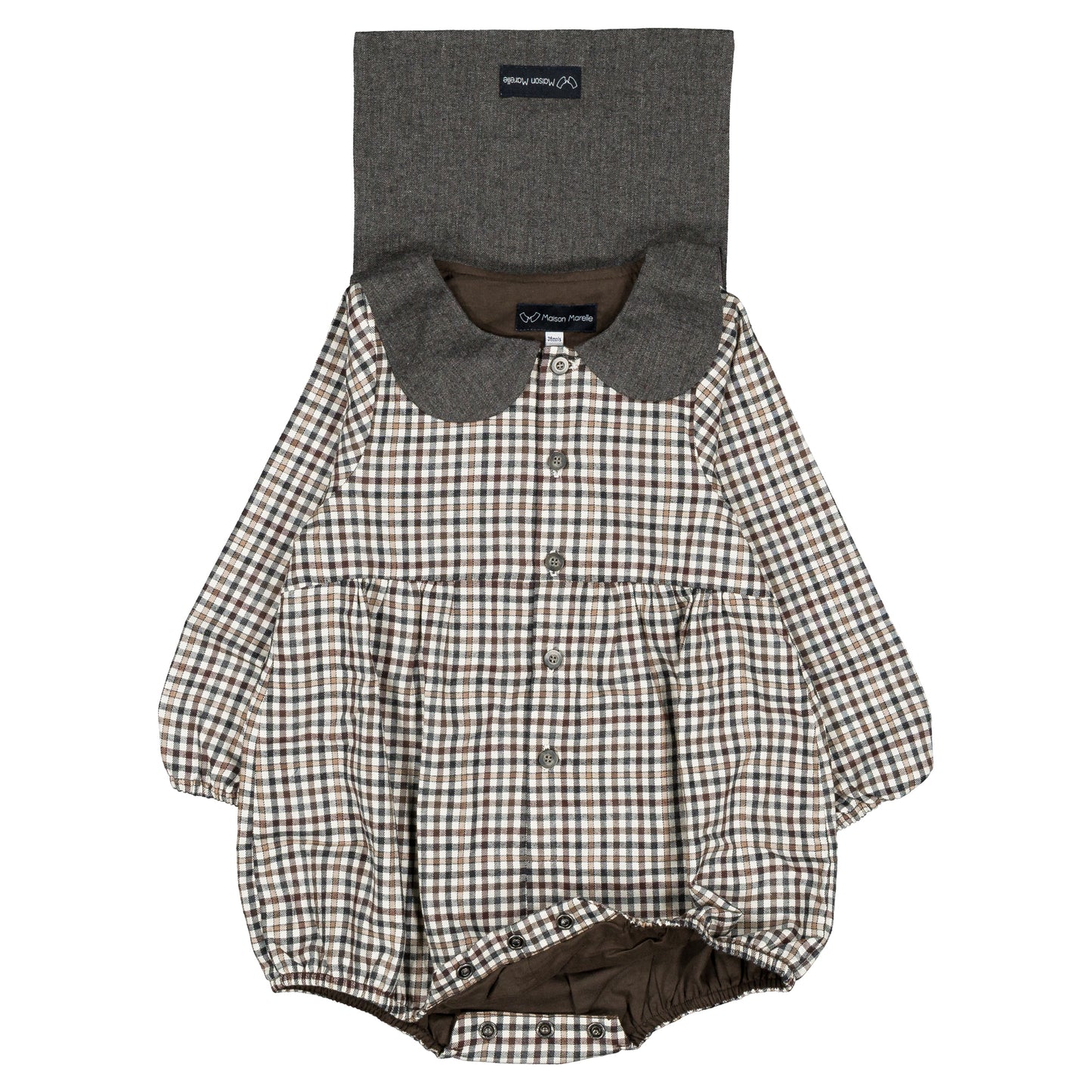 【オーダー会】 Romper BAC - gingham beige&gray [Maison Marelle](25AW Drop1) 【2025年12月中旬以降発送予定】