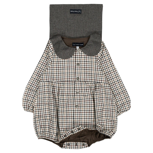 【オーダー会】 Romper BAC - gingham beige&gray [Maison Marelle](25AW Drop1) 【2025年12月中旬以降発送予定】