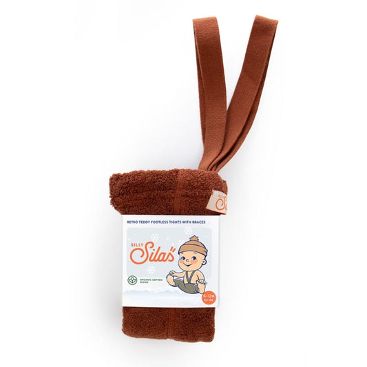 Retro Teddy Footless Tights With Braces - Cinnamon [SILLY Silas]