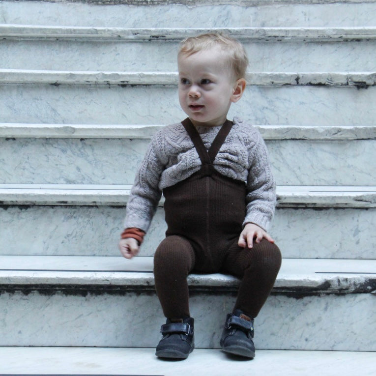 Retro Ribbed Footed Tights - Chocolate Brown [SILLY Silas]