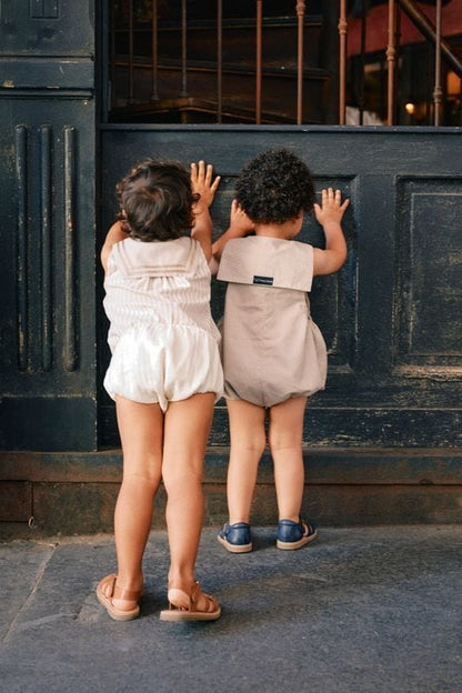 Romper VIGNY - beige fine stripes [Maison Marelle](25SS DROP2)