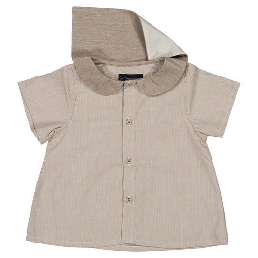 【オーダー会】 Shirt MONCEAU - beige fine stripes [Maison Marelle](25SS DROP2)