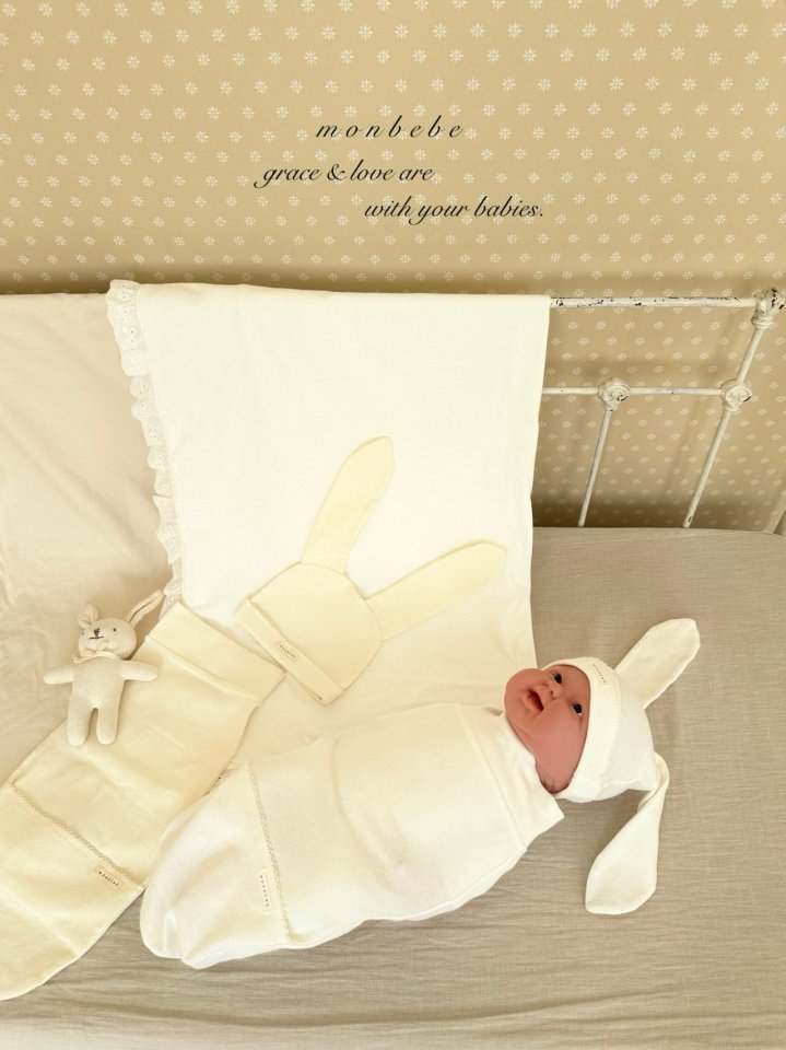 【予約商品】Amniotic suit & bunny beanie [monbebe] (26SS)【2026年3月中旬以降順次発送】