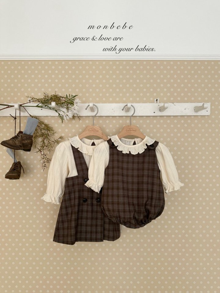 Romi check one-piece [monbebe] (26SS)