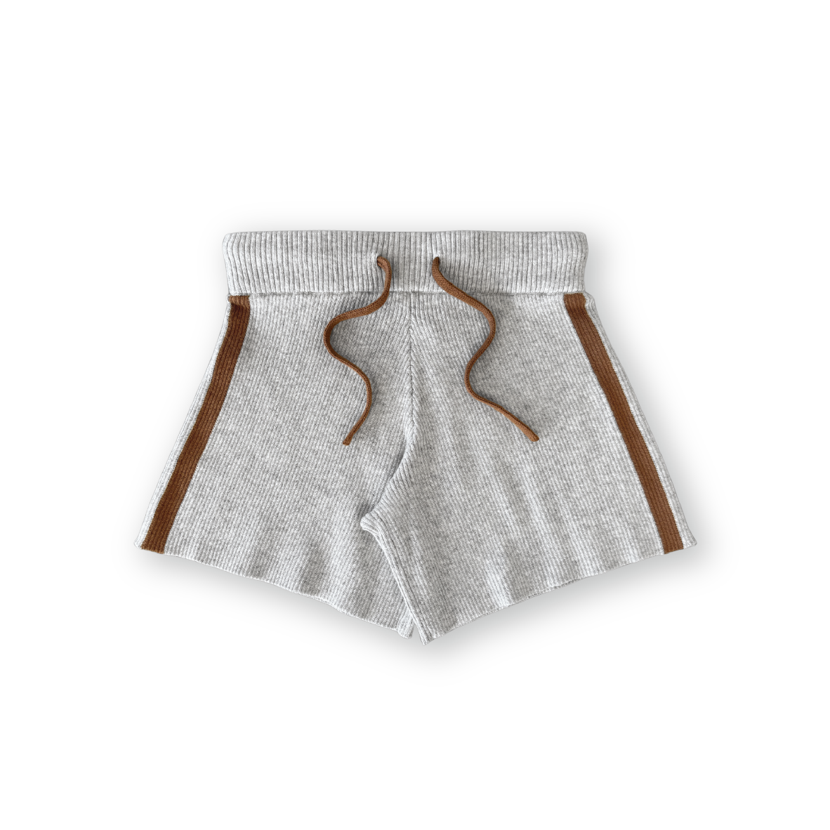 Organic Striped Ribbed Knit Shorts - Grey Marle [GROWN] (25SS)