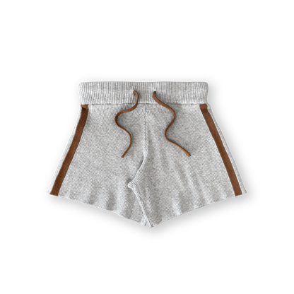 Organic Striped Ribbed Knit Shorts - Grey Marle [GROWN] (25SS)