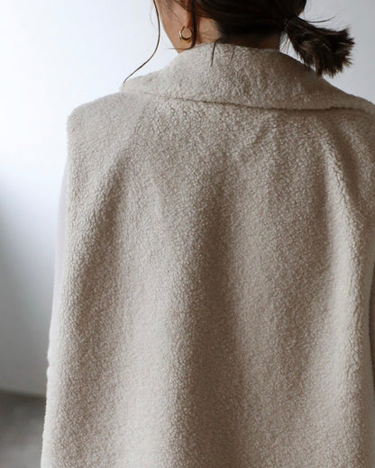 Single Brest Boa Vest - Ecru